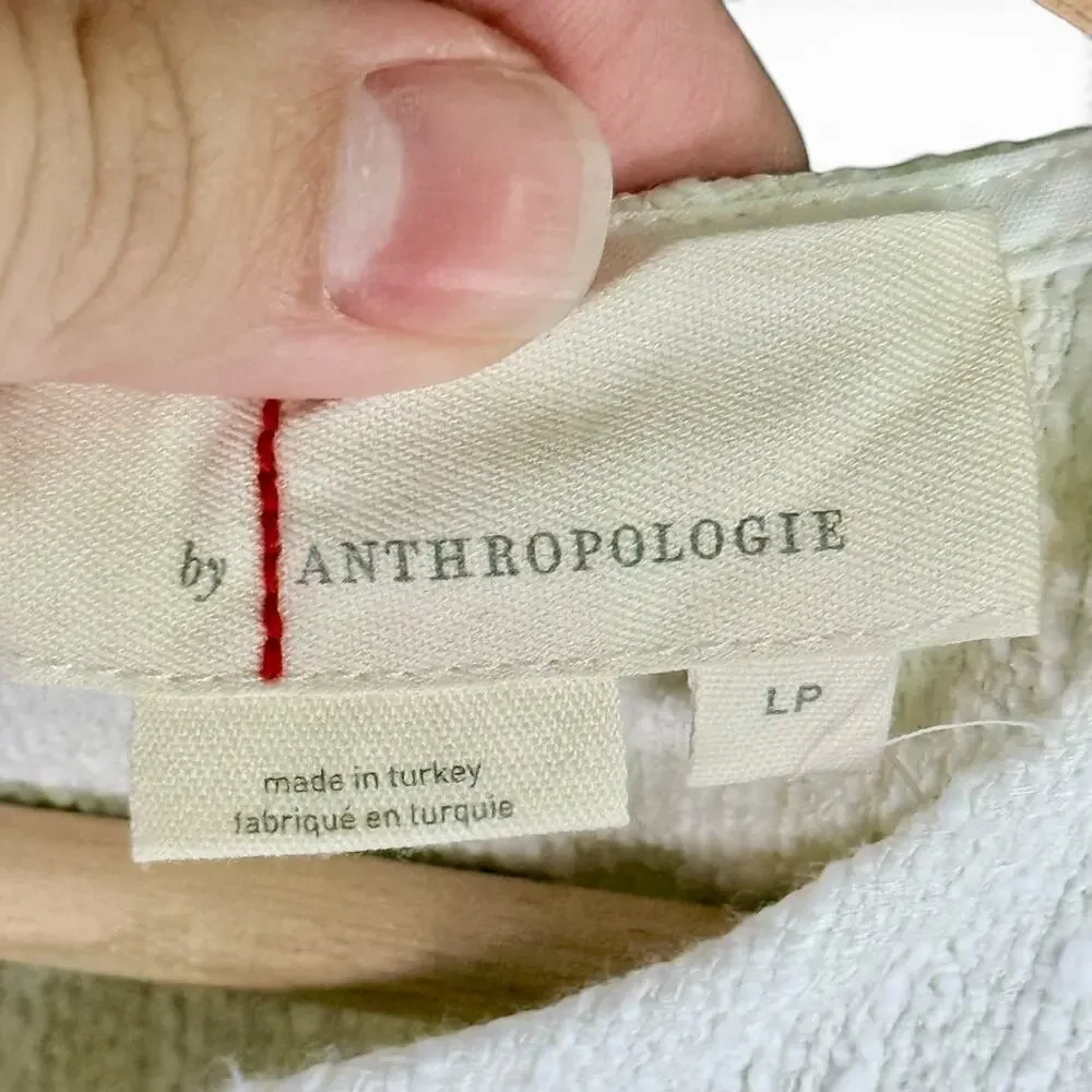 By Anthropologie NWT (Flaw) Women's Petite Large White Cream Puff Sleeve Blouse